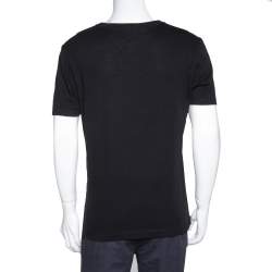 مملوكة مسبقًا تي شيرت غوتشي قطن أسود برقبة مستديرة مقاس صغير - سمول