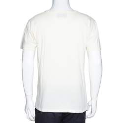 Pre Owned تي شيرت غوتشي قطن سيتيس كريمي برقبة مستديرة مقاس صغير - سمول