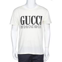 Pre Owned تي شيرت غوتشي قطن سيتيس كريمي برقبة مستديرة مقاس صغير - سمول