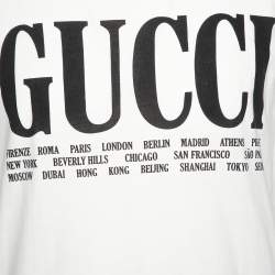 Pre Owned تي شيرت غوتشي قطن سيتيس كريمي برقبة مستديرة مقاس صغير - سمول