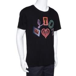 Pre Owned تي شيرت غوتشي إكس إلتون جون بلاك إلتون قطن نمط ممزق مقاس صغير - سمول