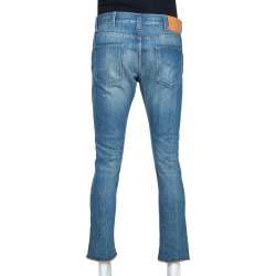 Gucci Blue Light Wash Denim Kingsnake Embroidered Skinny Jeans M 