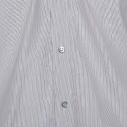 Pre Owned Gucci Brown Striped Cotton Button Front Shirt S