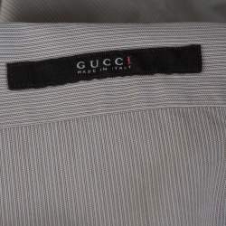 Pre Owned Gucci Brown Striped Cotton Button Front Shirt S