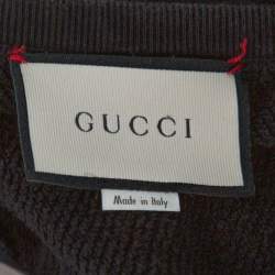 Gucci Black Vintage Logo Print Cotton Distressed Effect Sweatshirt S