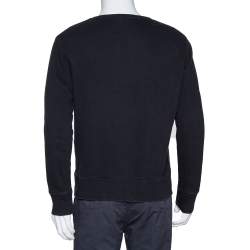 Gucci Black Vintage Logo Print Cotton Distressed Effect Sweatshirt S