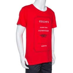 Gucci Red Cotton Guccify Logo Print Crew Neck T Shirt S Gucci | TLC