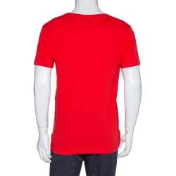 مملوكة مسبقًا Gucci Red Cotton Guccify Logo Print Crew Neck T Shirt S