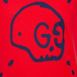 Gucci Red Cotton Ghost Print Crew Neck T Shirt S