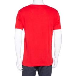 Gucci Red Cotton Ghost Print Crew Neck T Shirt S