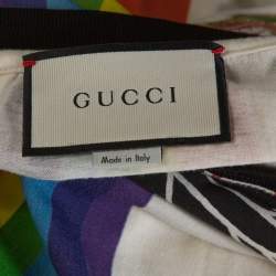 Gucci Cream Cotton Rainbow UFO Print Crew Neck T Shirt XS