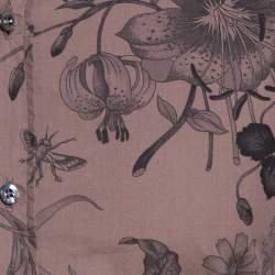 Gucci Deep Taupe Floral Print Cotton Skinny Fit Shirt XS