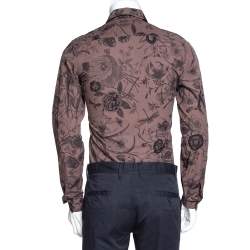 Gucci Deep Taupe Floral Print Cotton Skinny Fit Shirt XS