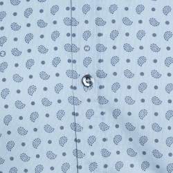 Gucci Powder Blue Paisley & Dot Print Cotton Slim Fit Shirt XS