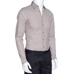 Gucci Cream Printed Cotton Long Sleeve Slim Fit Shirt S