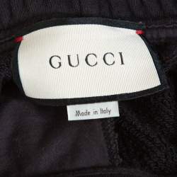 Gucci Black Logo Print Washed Cotton Jogging Pants XS