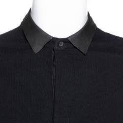 مملوكة مسبقًا تي شيرت بولو غوتشي ياقة جلد بيكيه قطن أسود مقاس كبير جداً جداً (اكس اكس لارج)