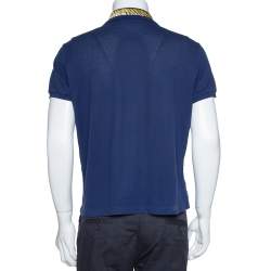Gucci Navy Blue Cotton Pique Tiger Embroidered Collar Polo T Shirt M