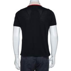 Gucci Black Cotton Pique Webstripe Logo Detail Polo T Shirt M