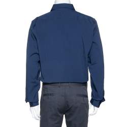 Gucci Navy Blue Stretch Cotton Skinny Fit Shirt XXXL