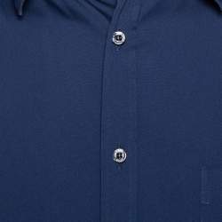 Gucci Navy Blue Stretch Cotton Skinny Fit Shirt XXXL