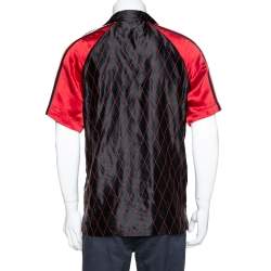 Pre Owned فميص غوتشي بانثير ساتان أحمر وأسود أبليك مزين مقاس متوسط - ميديوم