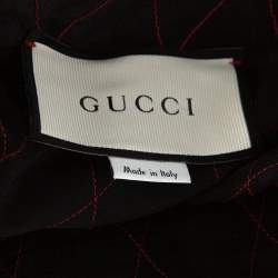 Pre Owned فميص غوتشي بانثير ساتان أحمر وأسود أبليك مزين مقاس متوسط - ميديوم