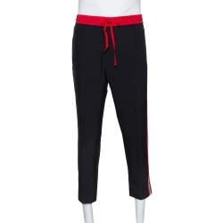 Gucci Black Synthetic Side Logo Trim Jogger Pants L