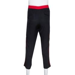 Gucci Black Synthetic Side Logo Trim Jogger Pants L