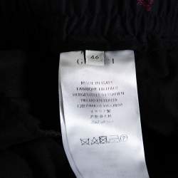 Pre Owned Gucci Navy Wool Gabardine Bees Embroidered Trousers S