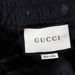 Gucci Grey Wool Bee & Heart Motif Drawstring Waist Trousers S