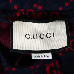 Gucci Navy Blue Knit GG Jacquard Fitted Joggers XS
