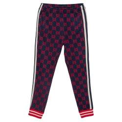 Gucci Navy Blue Knit GG Jacquard Fitted Joggers XS