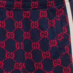 Gucci Navy Blue Knit GG Jacquard Fitted Joggers XS