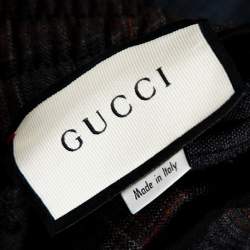 Gucci Grey Symbols Check Wool Elasticized Waist Pants L