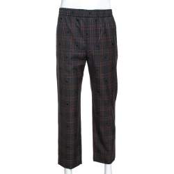 Gucci Grey Symbols Check Wool Elasticized Waist Pants L