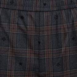 Gucci Grey Symbols Check Wool Elasticized Waist Pants L