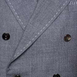 Pre Owned جاكيت غوتشي "نيو سيغنوريا" مزين غرز صوف رصاصي مقاس كبير جداً جداً (اكس اكس لارج)