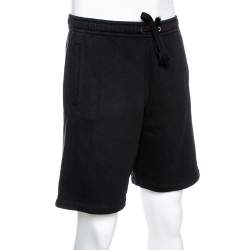 Gucci Black Logo Print Cotton Jersey Shorts M