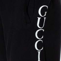 Gucci Black Logo Print Cotton Jersey Shorts M