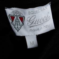 Gucci Equestrian Black Cotton Pique Long Sleeve Polo T-Shirt M
