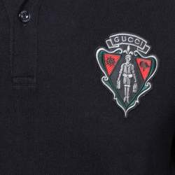 Gucci Equestrian Black Cotton Pique Long Sleeve Polo T-Shirt M