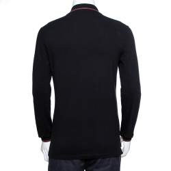 Gucci Equestrian Black Cotton Pique Long Sleeve Polo T-Shirt M