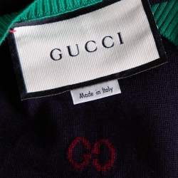 Gucci Navy Blue Wool Multi Motif V-Neck Jumper XL