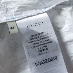 Pre Owned قميص غوتشي بولينغ واسع مطبوع مورد نمط أوراق أزرق مقاس صغير جداً (اكس سمول)