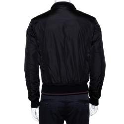 مملوكة مسبقًا Gucci Black Rib Trim Zip Up Bomber Jacket S