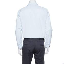 Gucci Light Blue Cotton Bee Appliqued Collar Slim Fit Shirt XL