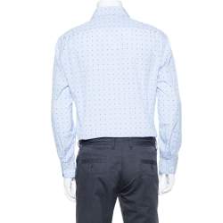 Gucci Liight Blue Cotton G Dot Fil Coupé Slim Fit Shirt XXL