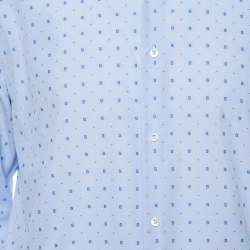 Gucci Liight Blue Cotton G Dot Fil Coupé Slim Fit Shirt XXL