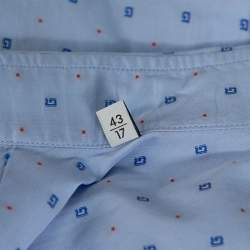 Gucci Liight Blue Cotton G Dot Fil Coupé Slim Fit Shirt XXL